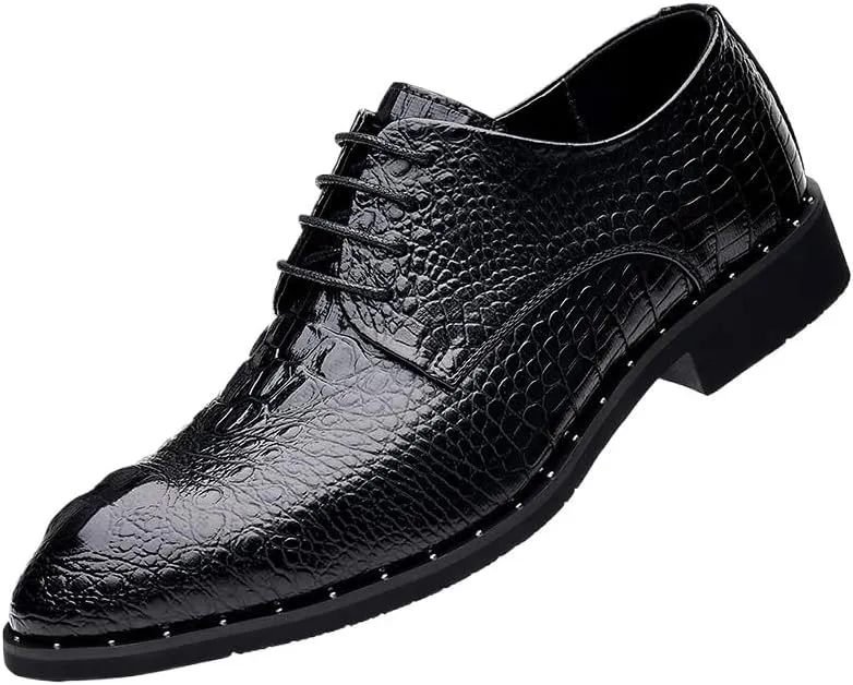 Modern Leather Business Casual Scale Pattern Formal Shoes Lace Up Oxford Shoes