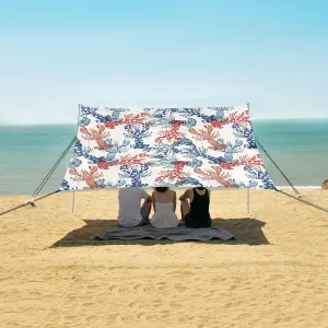 Modern Summer Red Lobster Beach Camping Tent Sun Shelter for Whole Family, Beach Shade Canopy with UPF50  UV Protection,Easy Set Up and Carry,Outdoor Shade for Trips, Fishing, Backyard Fun Picn