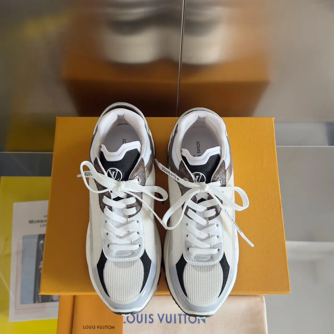 Monogram Louis Vuitton Polyester Special discount Brown 55mm White Fabric Mix 55 Run Mesh Client satisfaction Black Sneaker