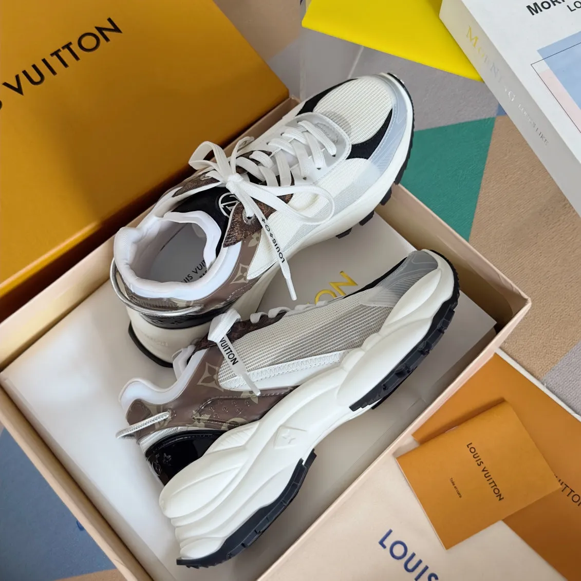 Monogram Louis Vuitton Polyester Special discount Brown 55mm White Fabric Mix 55 Run Mesh Client satisfaction Black Sneaker