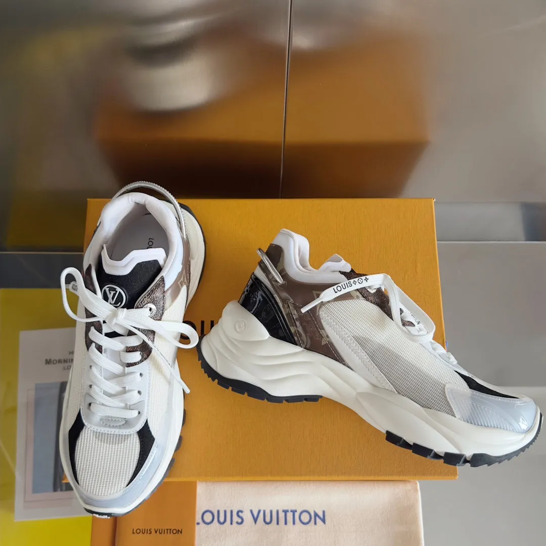 Monogram Louis Vuitton Polyester Special discount Brown 55mm White Fabric Mix 55 Run Mesh Client satisfaction Black Sneaker
