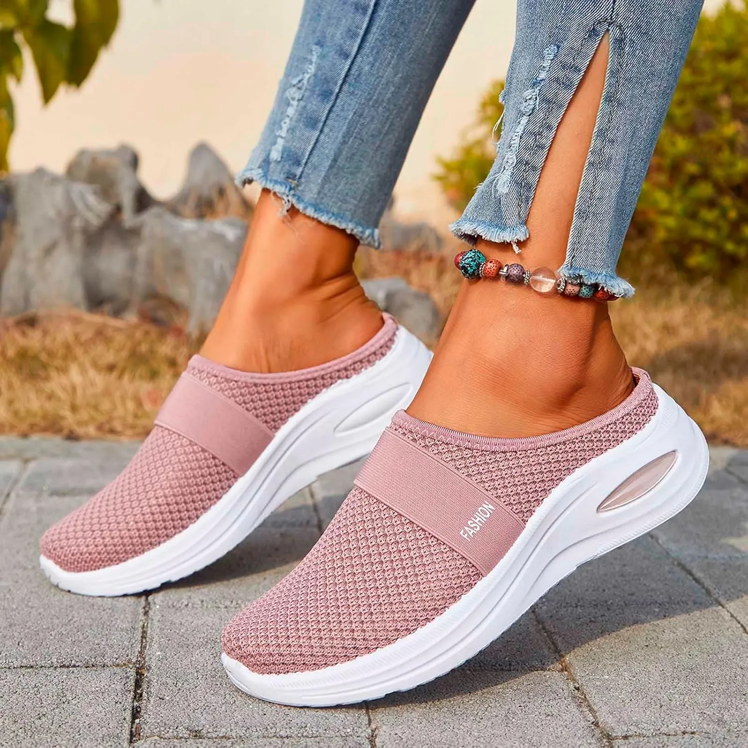 Mules Clogs for Women Summer Air Cushion Platform Mesh Sneaker Sandals Lightweight Beach Shoes Outdoor Walking Slippers