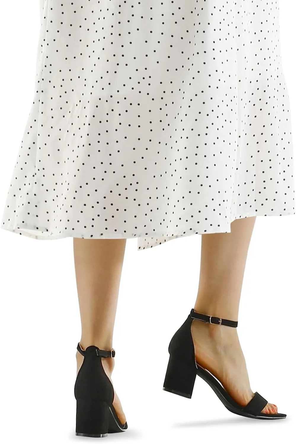 mysoft Women's Chunky Low Heels Open Toe Block Heeled Dress Ankle Strap Pump Wedding Sandals