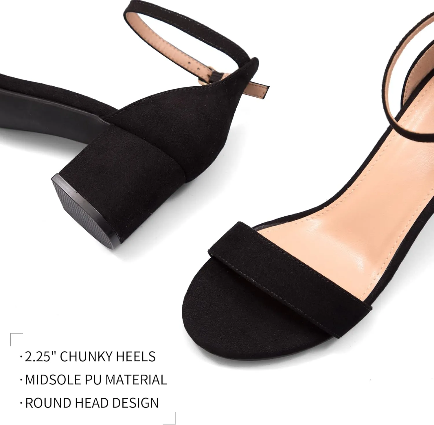 mysoft Women's Chunky Low Heels Open Toe Block Heeled Dress Ankle Strap Pump Wedding Sandals