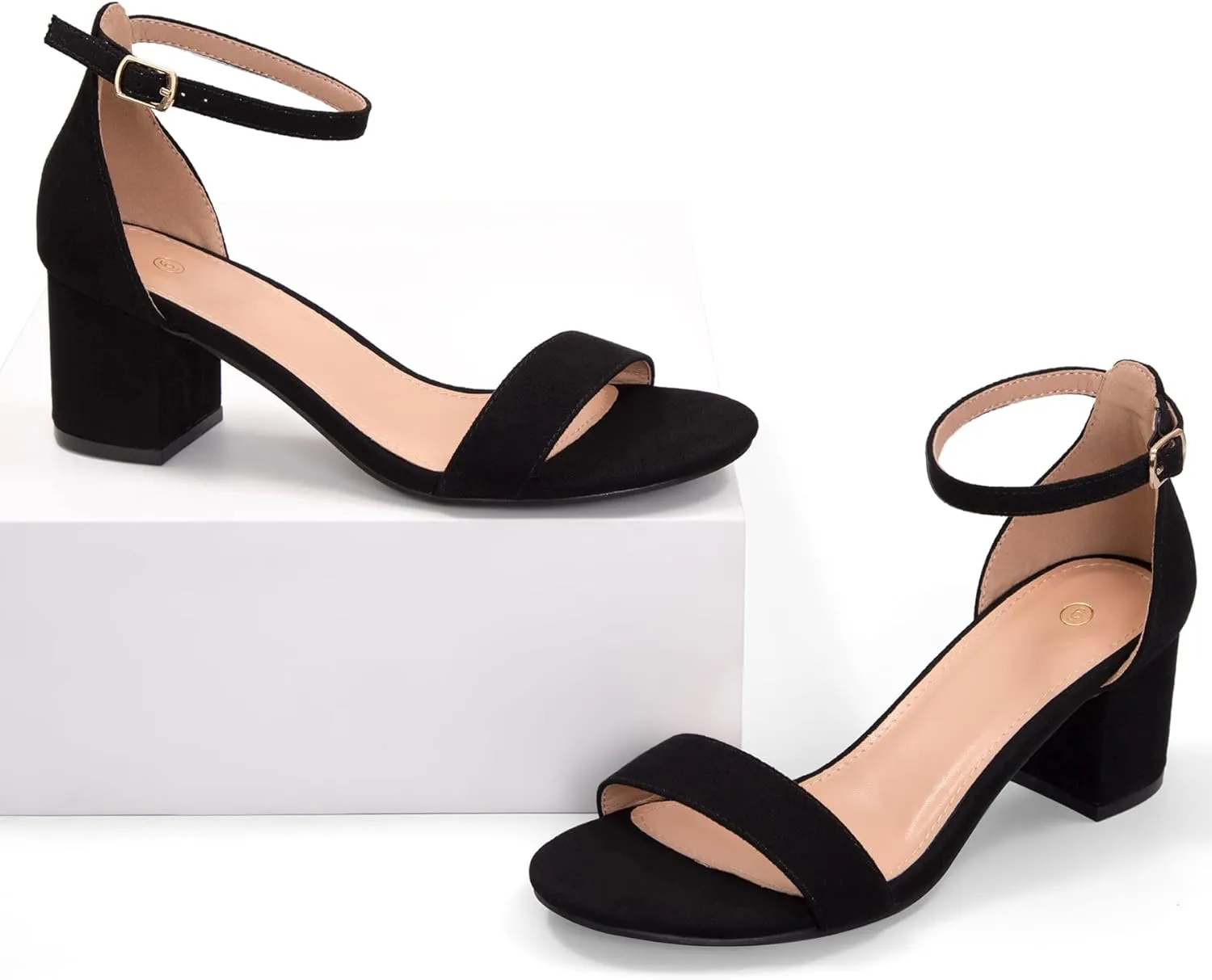 mysoft Women's Chunky Low Heels Open Toe Block Heeled Dress Ankle Strap Pump Wedding Sandals