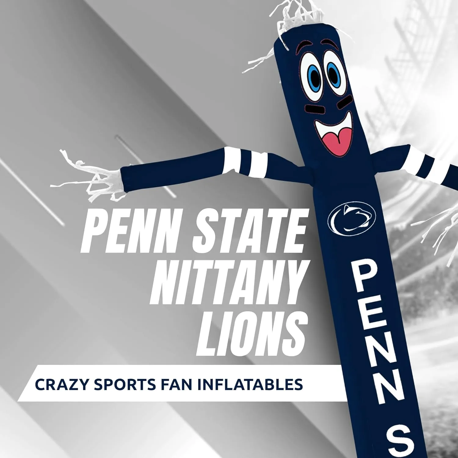 NCAA Penn State Nittany Lions Football Wacky Waving Inflatable Tube Guy with LED Lights & Built-in Blower - 6" x 36" x 96" Inflatable Tube Man Crazy Sports Fan Outdoor Party Decoration