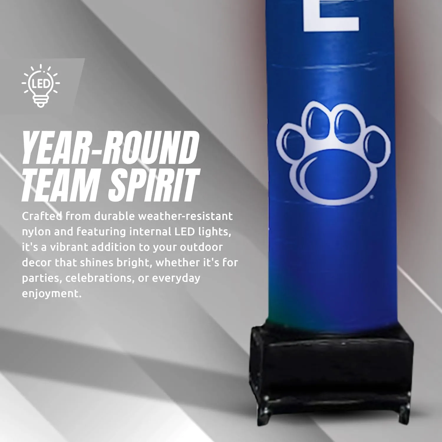NCAA Penn State Nittany Lions Football Wacky Waving Inflatable Tube Guy with LED Lights & Built-in Blower - 6" x 36" x 96" Inflatable Tube Man Crazy Sports Fan Outdoor Party Decoration