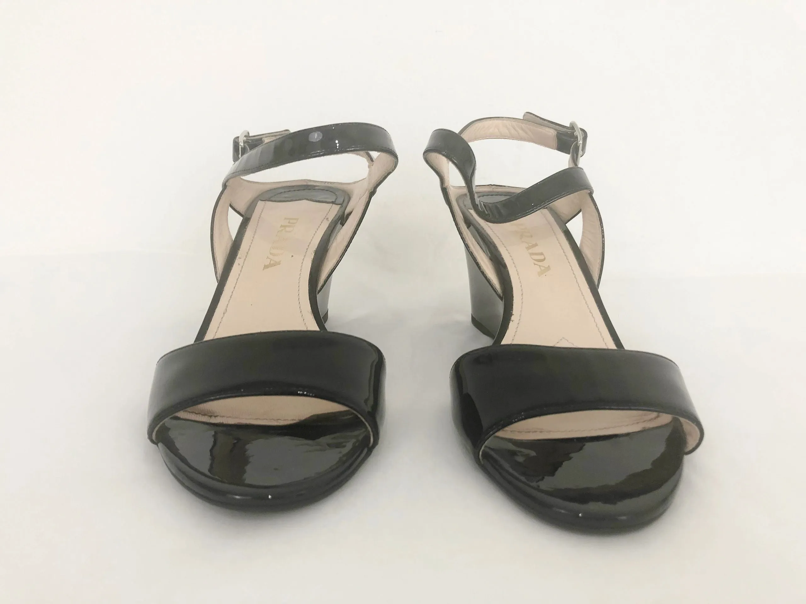 NEW Prada Patent Leather Wedge Sandal Size 36 It (6 Us)