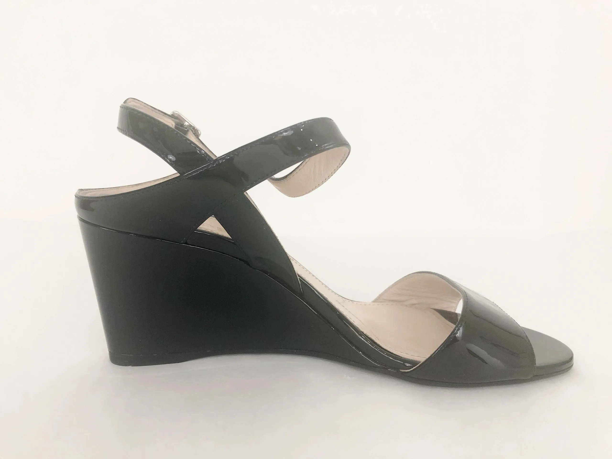 NEW Prada Patent Leather Wedge Sandal Size 36 It (6 Us)