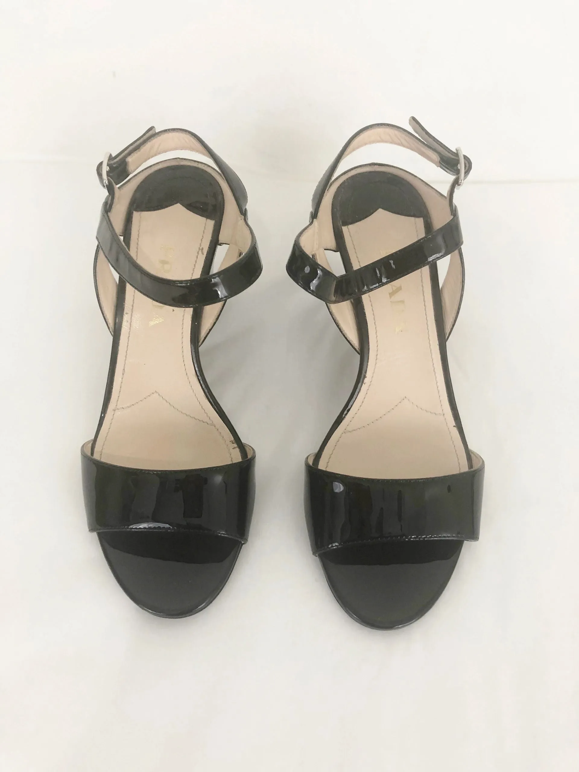 NEW Prada Patent Leather Wedge Sandal Size 36 It (6 Us)