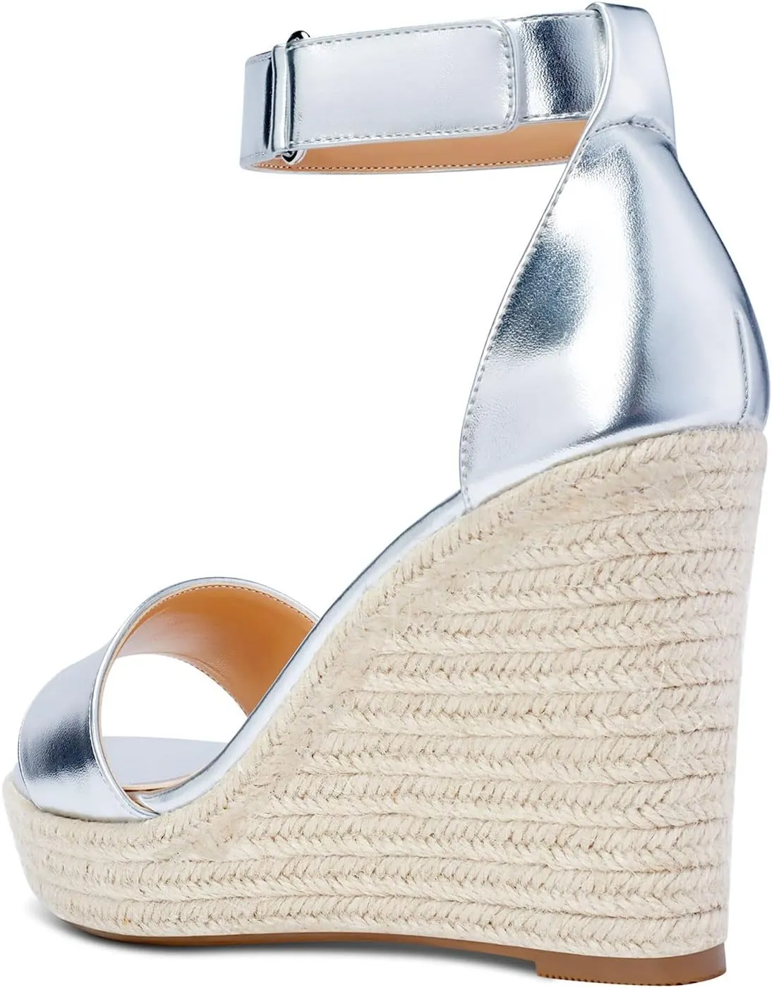 NobleOnly Womens High Heels Platform Wedge Sandals Ankle-Strap Peep-Toe Sandal Plus Shoes 10CM Heel