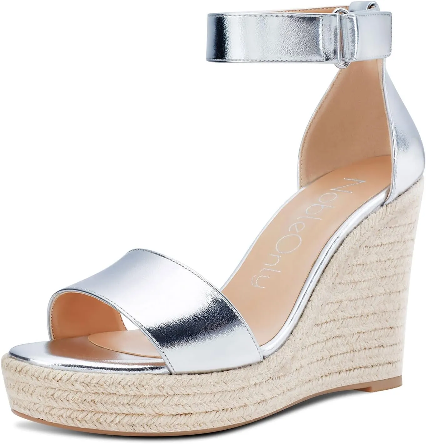 NobleOnly Womens High Heels Platform Wedge Sandals Ankle-Strap Peep-Toe Sandal Plus Shoes 10CM Heel
