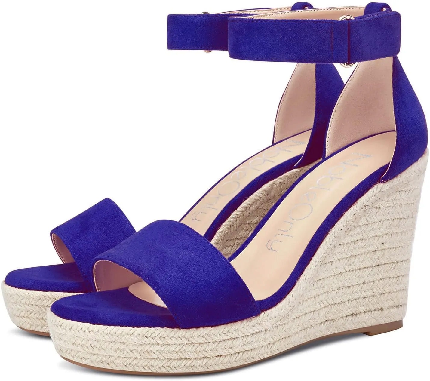 NobleOnly Womens High Heels Platform Wedge Sandals Ankle-Strap Peep-Toe Sandal Plus Shoes 10CM Heel