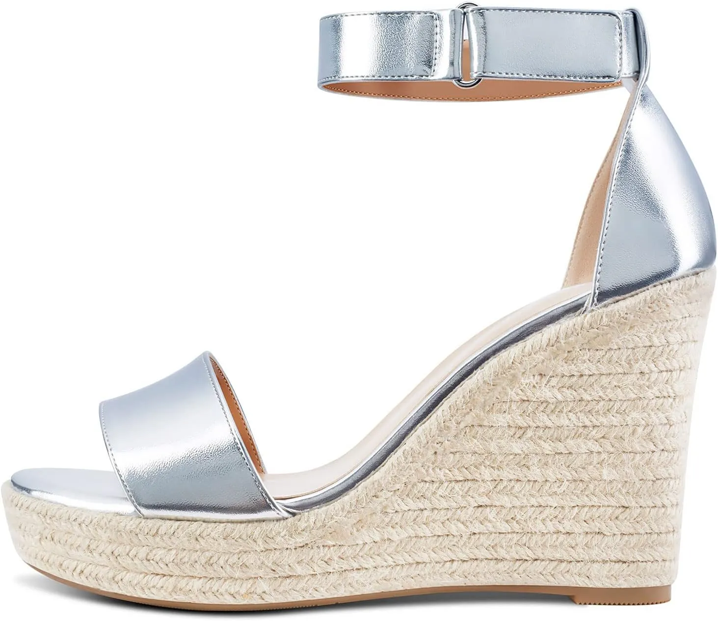 NobleOnly Womens High Heels Platform Wedge Sandals Ankle-Strap Peep-Toe Sandal Plus Shoes 10CM Heel