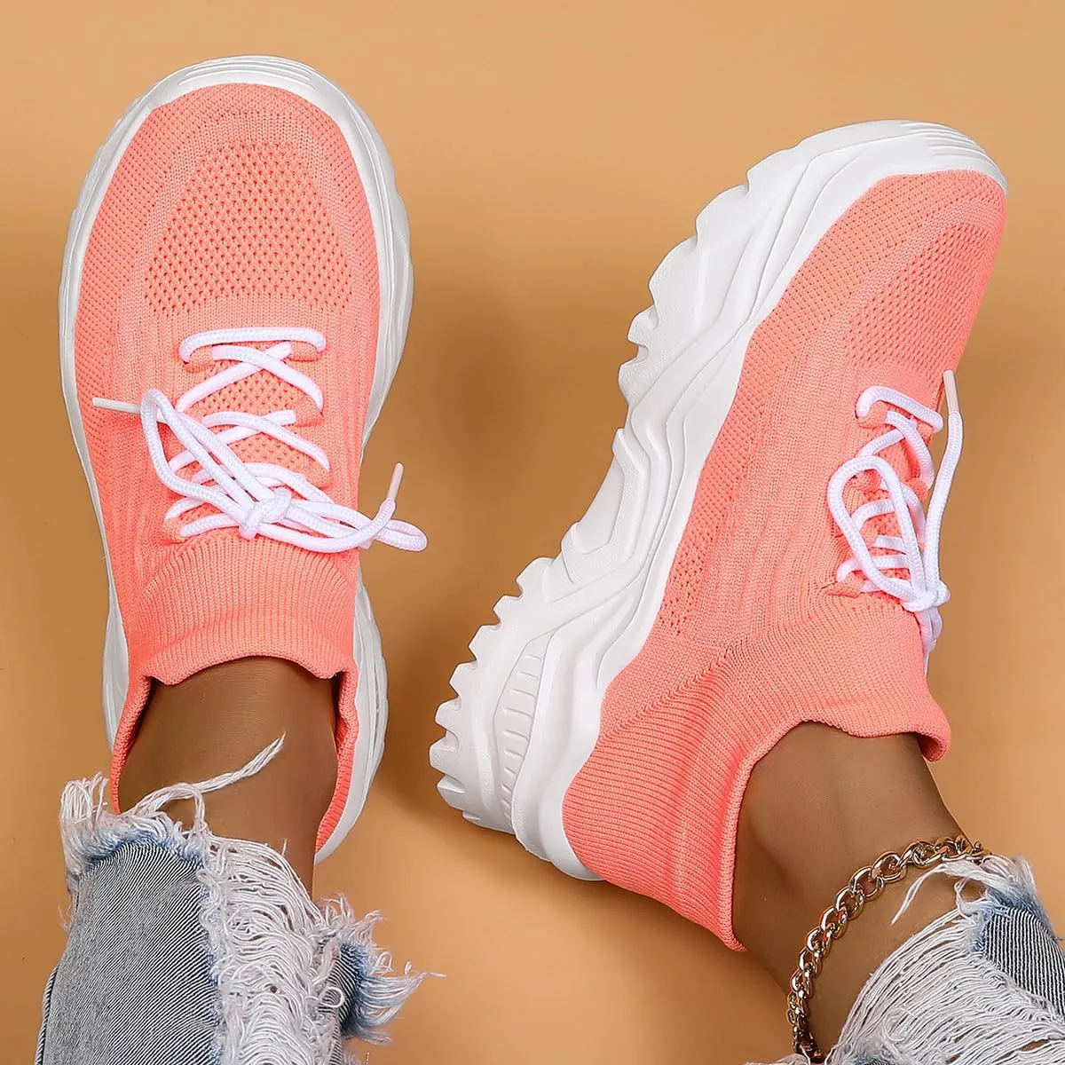 Ortho Pro Shoes for Women,Simply Snug Shoes, Women's Fashion Lace-up Low Top Non Slip Sneakers