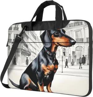 Parisian Dachshund Print Versatile Laptop Bag Men's Laptop Case & Womenâ€™s Computer Bag with Shoulder Strap