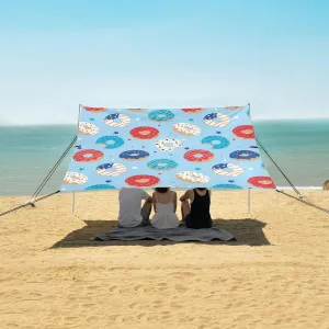 Patriotic Donuts Beach Camping Tent Sun Shelter for Whole Family, Beach Shade Canopy with UPF50  UV Protection,Easy Set Up and Carry,Outdoor Shade for Trips, Fishing, Backyard Fun Picnics