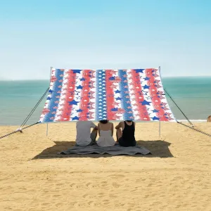 Patriotic Star Beach Camping Tent Sun Shelter for Whole Family, USA Independence Day Beach Shade Canopy with UPF50  UV Protection,Easy Set Up and Carry,Outdoor Shade for Trips, Fishing, Backyar