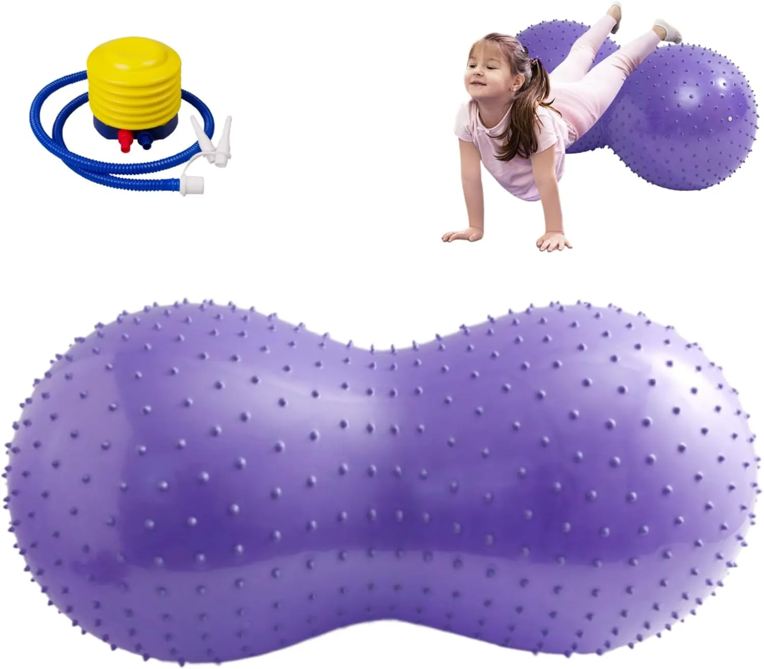 Peanut Ball 35x18 Inch Anti Burst Peanut Exercise Ball with a Air Pump Thicken PVC for Kids Therapy Pregnancy Portable Yoga for Home Gym Fintness Style2