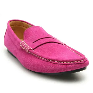 Penny Leather Loafer Suede Shocking Pink