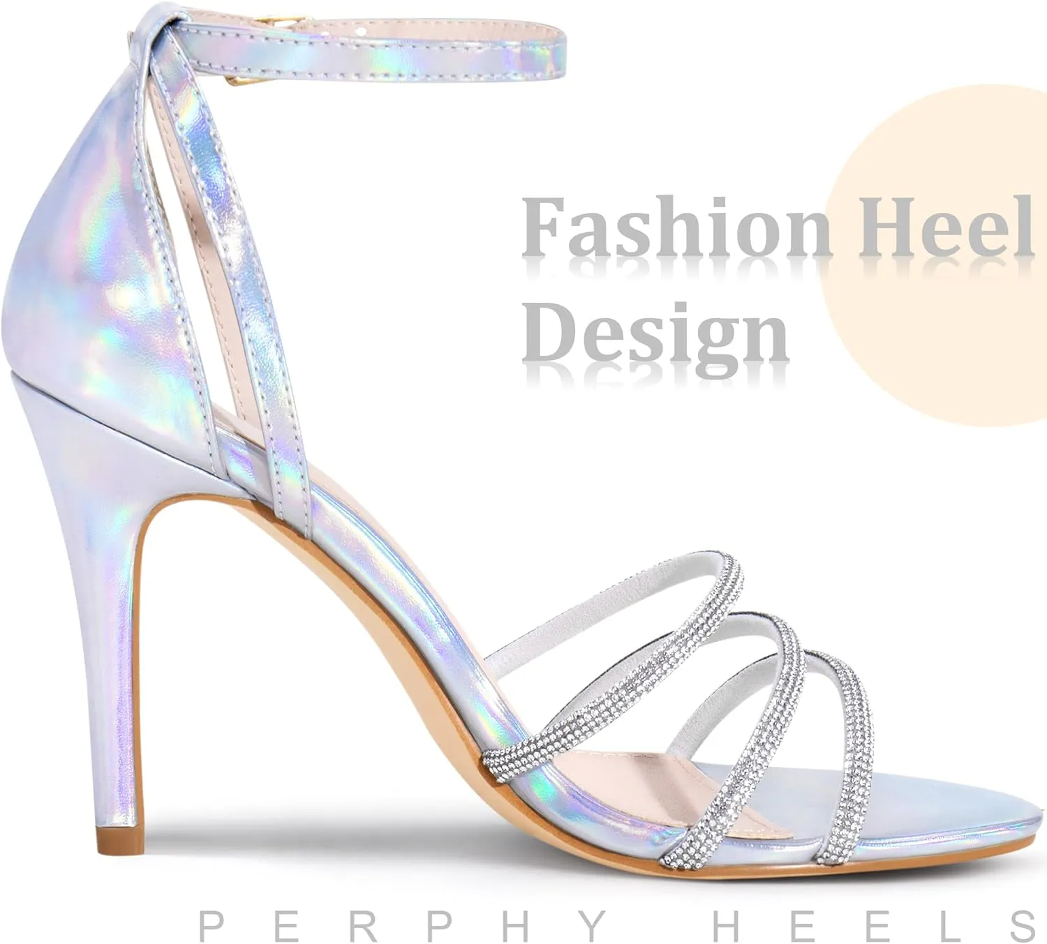 Perphy Rhinestone Stiletto Heel Metallic Sandals for Women