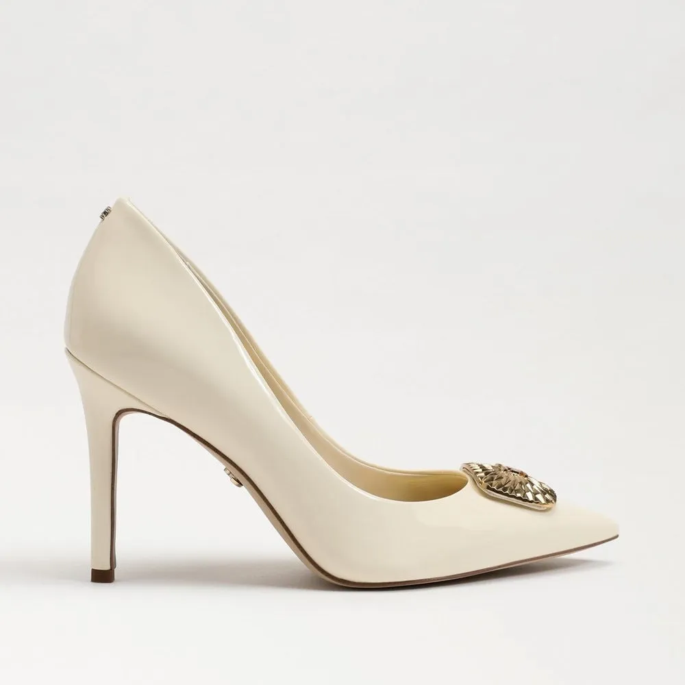 Pointed Hazel Advanced Radiant Edelman Heel Pumps Porcelain On Toe Slip No-hassle exchange Stiletto Sam
