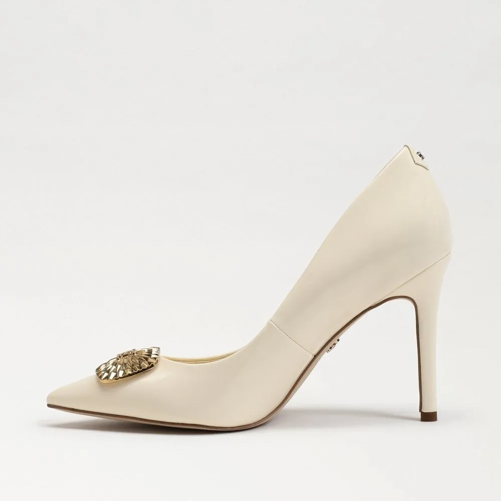 Pointed Hazel Advanced Radiant Edelman Heel Pumps Porcelain On Toe Slip No-hassle exchange Stiletto Sam