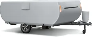Pop Up Camper Cover, Upgraded 7 Layers Top Trailer Cover, Heavy Ripstop Waterproof Pop-up Cover with 3 Bottom Straps, Anti-UV Pop Up Folding Trailer Cover Fits 8' - 10' Trailers