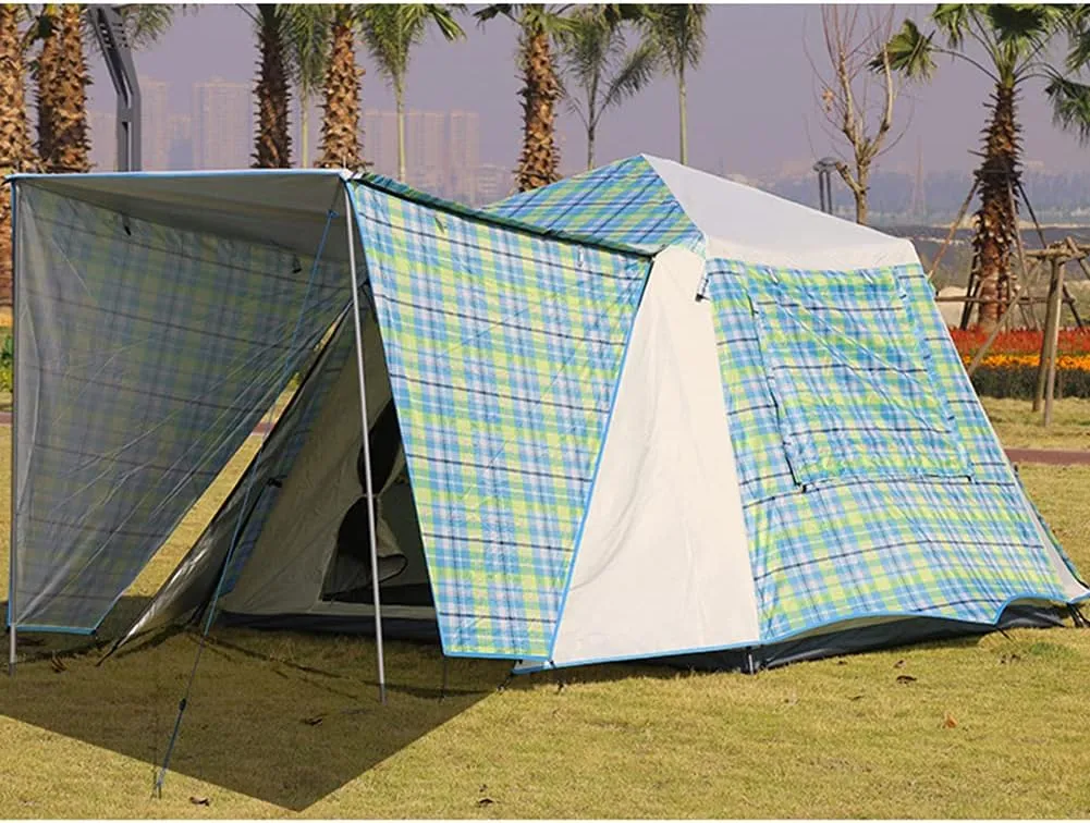 Pop Up Tents with Porch for Camping Instant Tent 3-4 Person Double Layer Automatic Family Tent Easy Setup for Camping Hiking Mountaineering