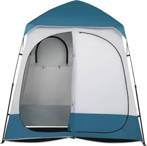 Portable Outdoor Shower Tent, Privacy Dressing Room for Camping, Beach, Portable Toilet Stall (Blue/White for 2 Person)
