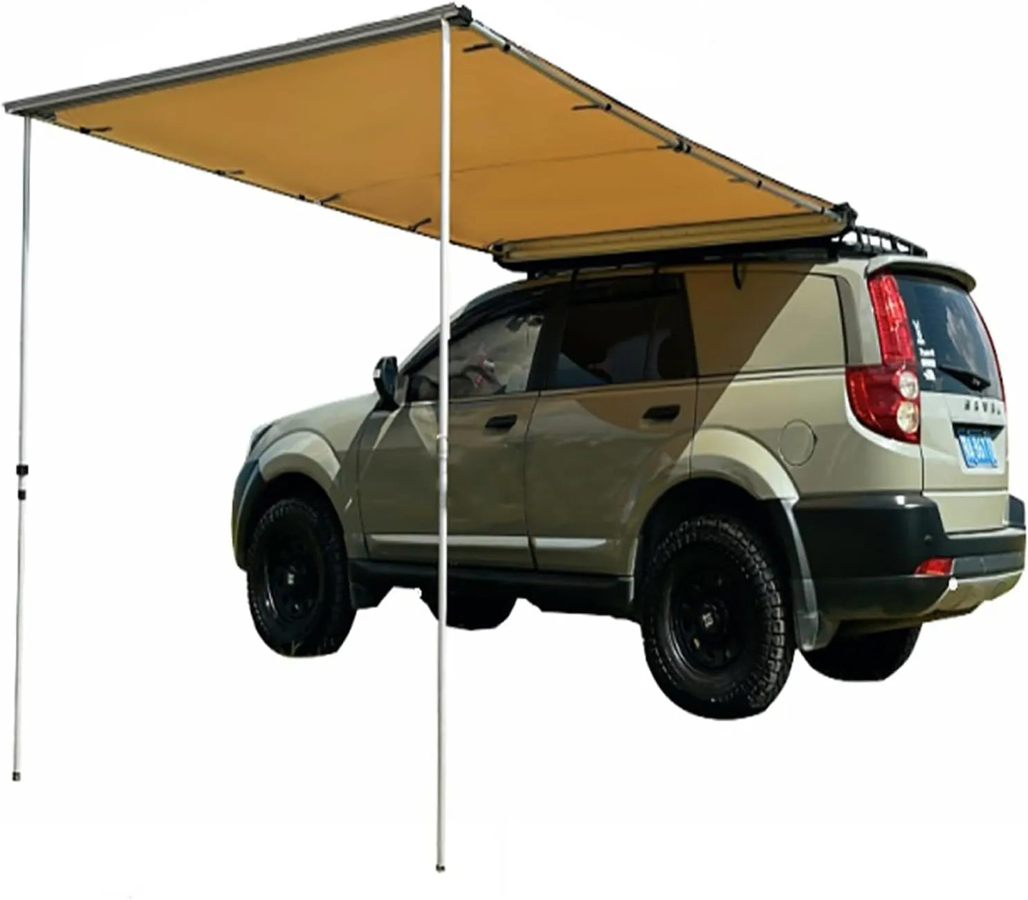 Portable Vehicle Awning, Weatherproof 4x4 Side Sunshade for Camping, Car Awning with Adjustable Hardware for Outdoor Trips, Travel, Expedition, RV(125x200cm/4.1x6.6ft)