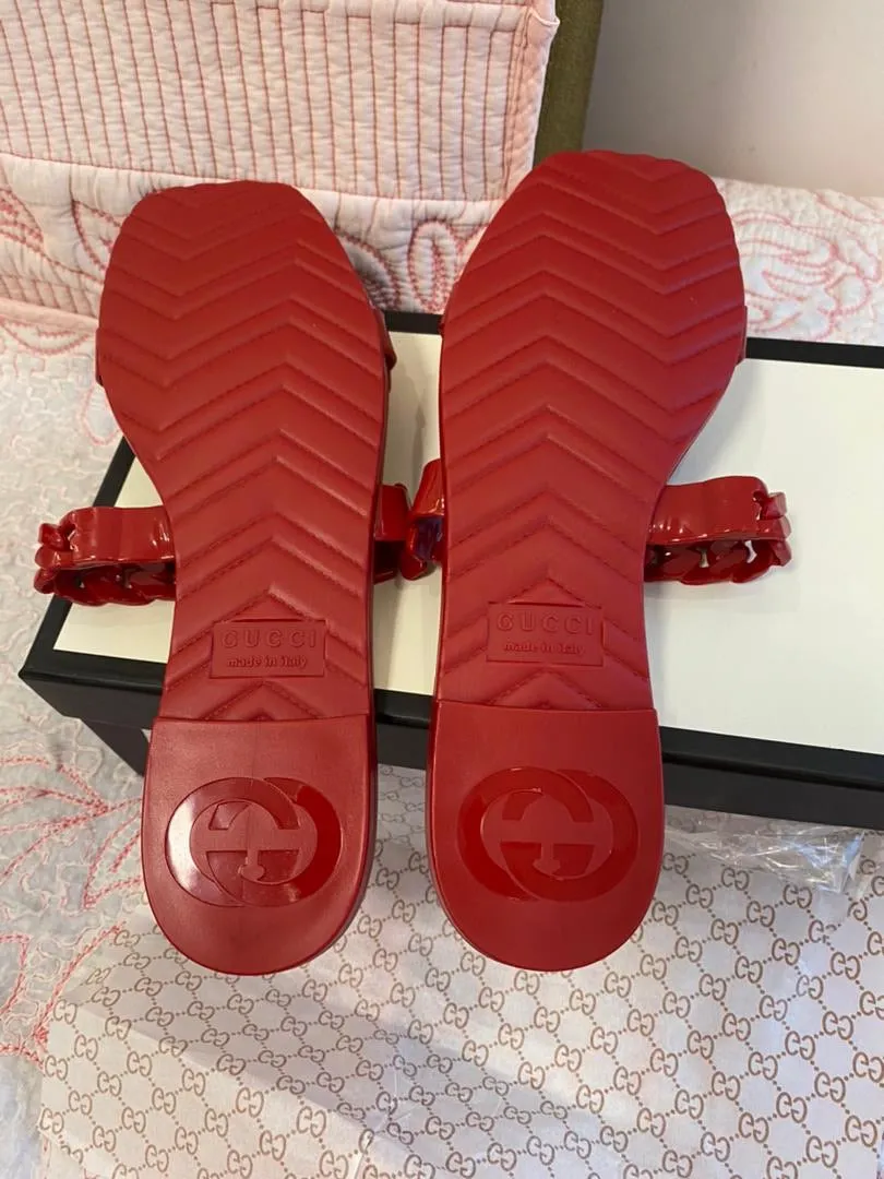 Red Rubber Slide Sandal