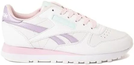 Reebok Girls Classic Leather Sneaker, White/Pixel Pink/Purple Oasis, 7 Big Kid