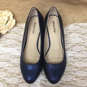 Rialto Coris Closed Toe Wedge Pumps 8.5 Navy