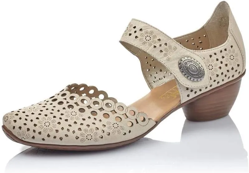 Rieker Mirjam 53 Mary Jane Womens Pump 41 M EU Cream