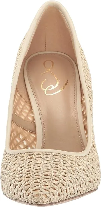 Sam Pointed Heel Quick shipping Slip On Ergonomic Hazel Raffia Ivory Fashion Stiletto Pumps Edelman Toe