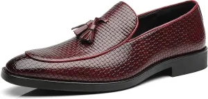 Santimon Men's Smoking Slipper Tassel Loafers Comfortable PU Leather Driving Boat Moccasins Casual Shoes