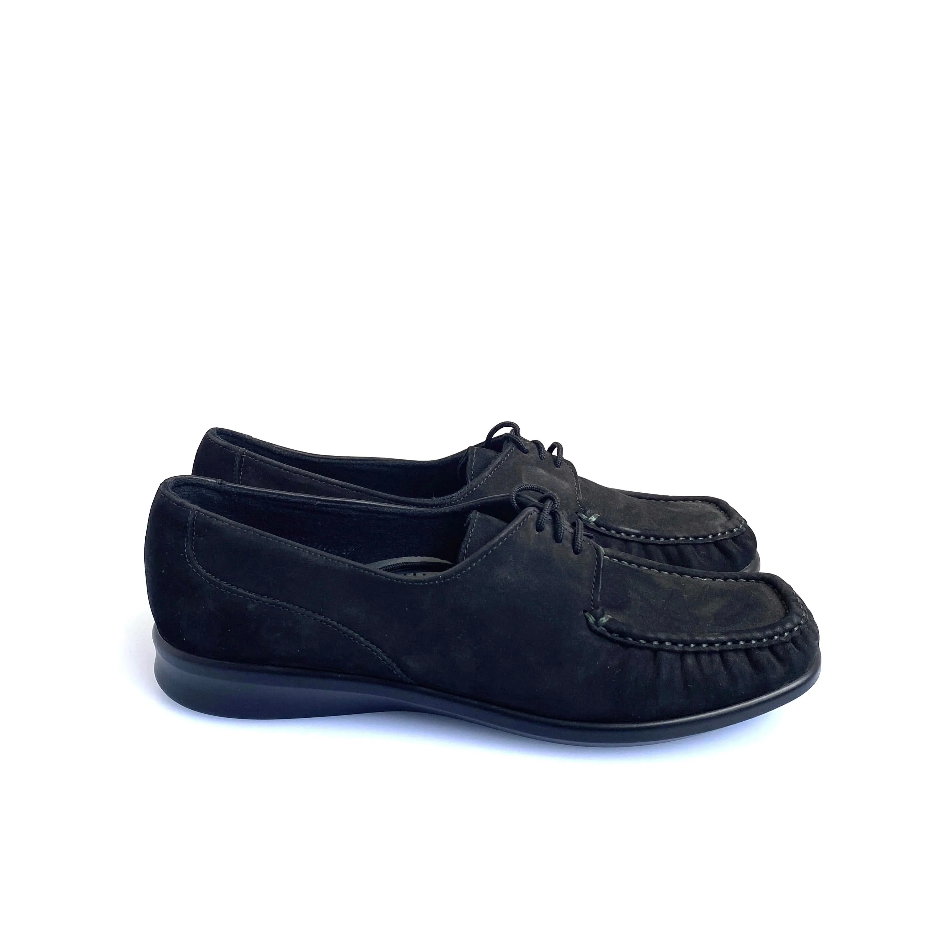 SAS Womens Petra Lace-Up Loafer Size 11 Charcoal Black Leather Shoes Tripad Comfort Walking Pre-Owned