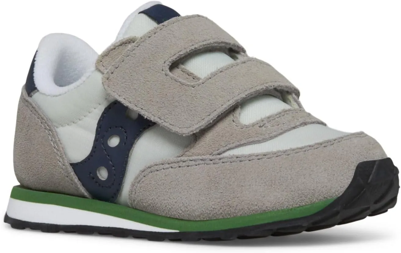 Saucony Jazz Hook & Loop Sneaker (Toddler/Little Kid), Grey/Navy/Green, 4 US Unisex
