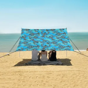 Seafood Lobster Blue Beach Camping Tent Sun Shelter for Whole Family, Beach Shade Canopy with UPF50  UV Protection,Easy Set Up and Carry,Outdoor Shade for Trips, Fishing, Backyard Fun Picnics