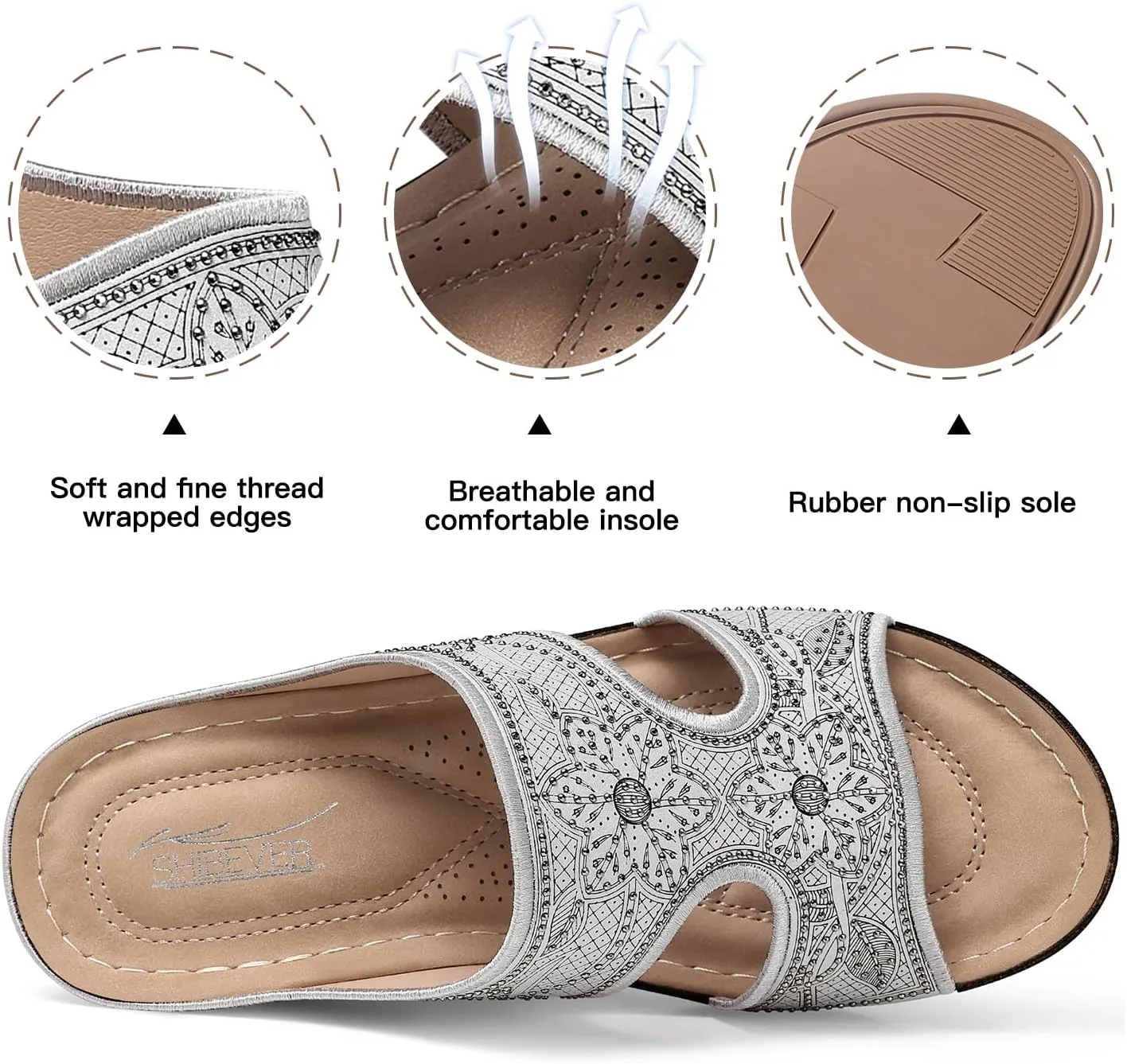 SHIBEVER Wedge Sandals For Women Dressy: Comfortable Summer - Slip On Womens Sandal