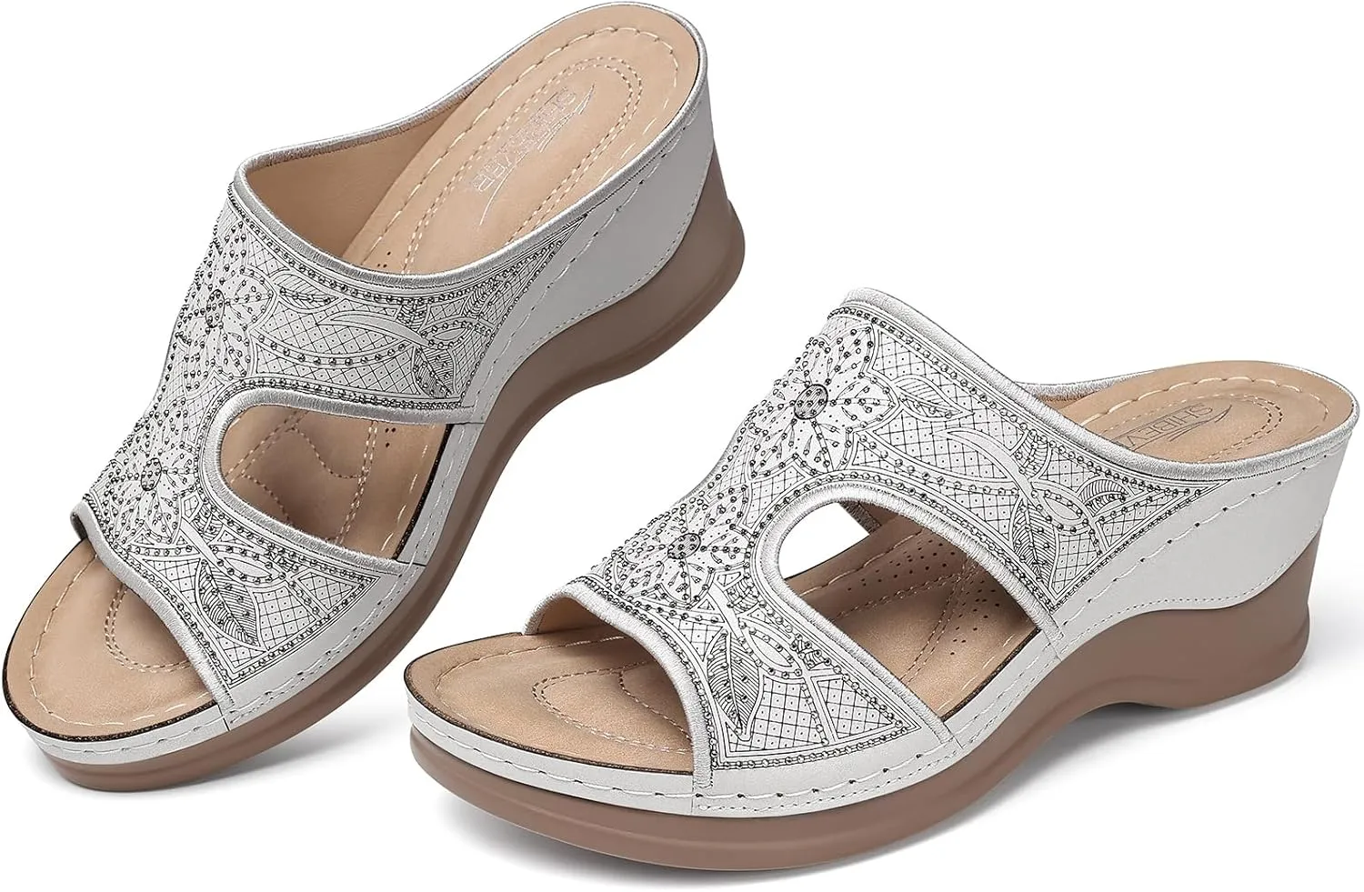SHIBEVER Wedge Sandals For Women Dressy: Comfortable Summer - Slip On Womens Sandal