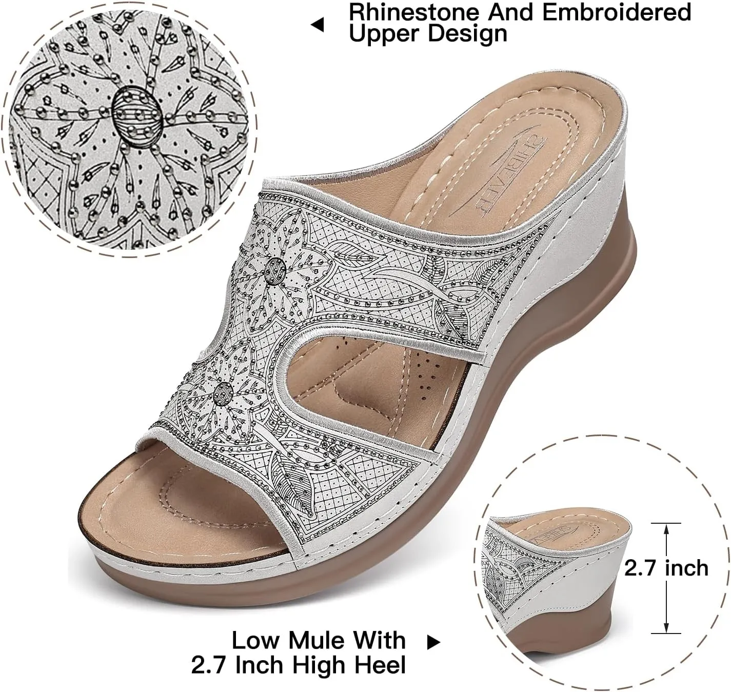 SHIBEVER Wedge Sandals For Women Dressy: Comfortable Summer - Slip On Womens Sandal