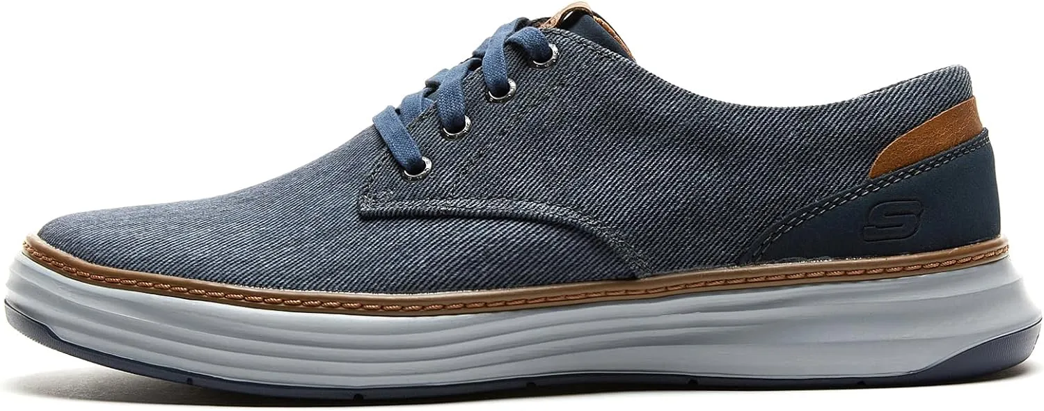 Skechers Ederson Men's Moreno Canvas Oxford Shoe, Blue, 8.5