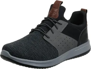 Skechers Men's Classic Fit-Delson-Camden Sneaker, Black/Grey, 14 Wide US