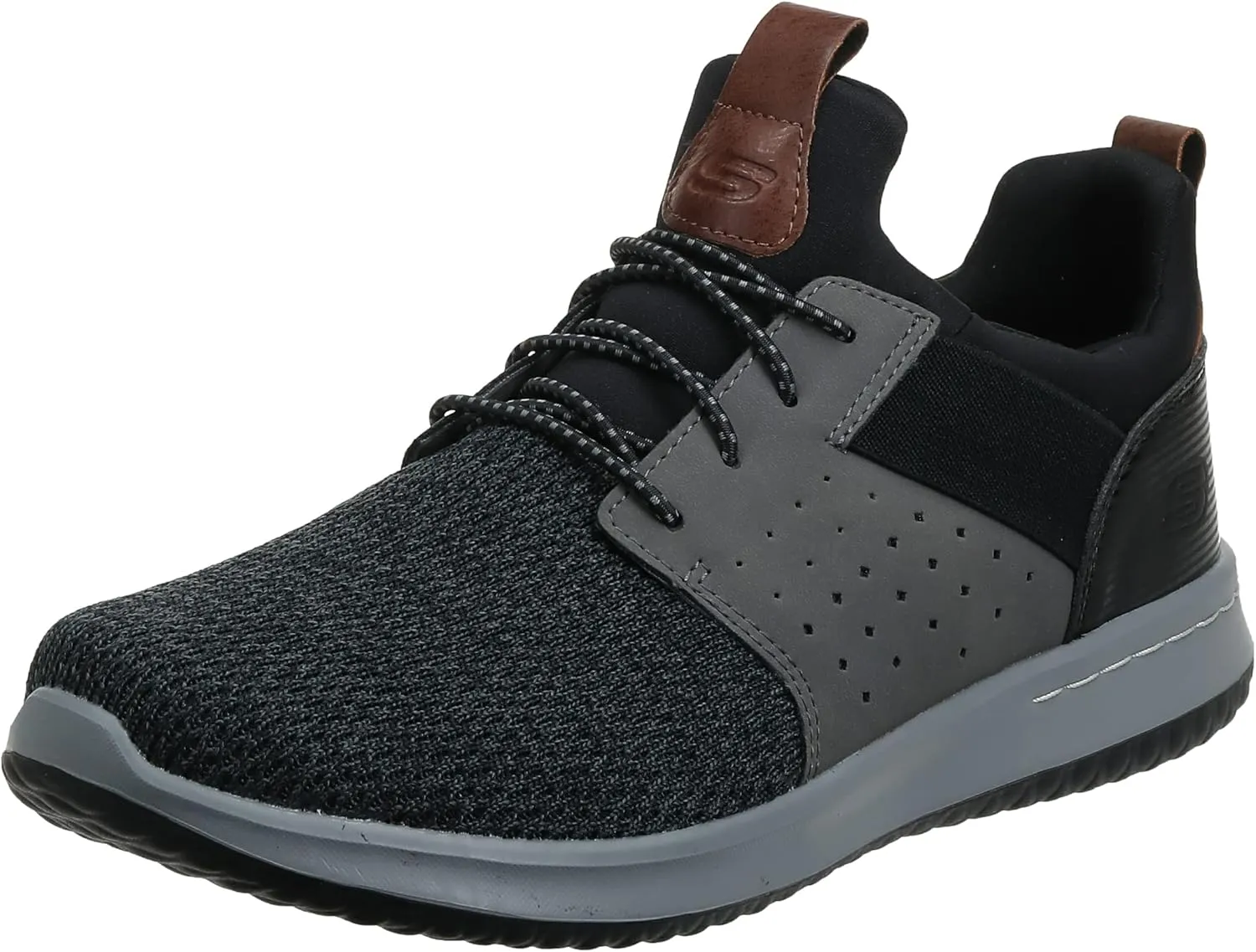 Skechers Men's Classic Fit-Delson-Camden Sneaker, Black/Grey, 14 Wide US