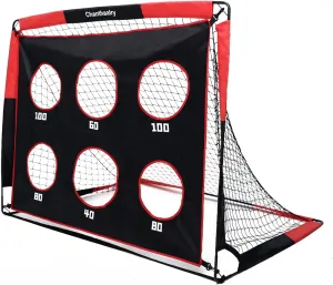 Soccer Goal for Backyard, 2 in 1 Portable Soccer Net with Scores, 5 ft x 4 ft, Quick Assembly Soccer Goal Target with Carry Bag, Ideal for Outdoor, Indoor, Pitch, Court, Park, Beach, Field