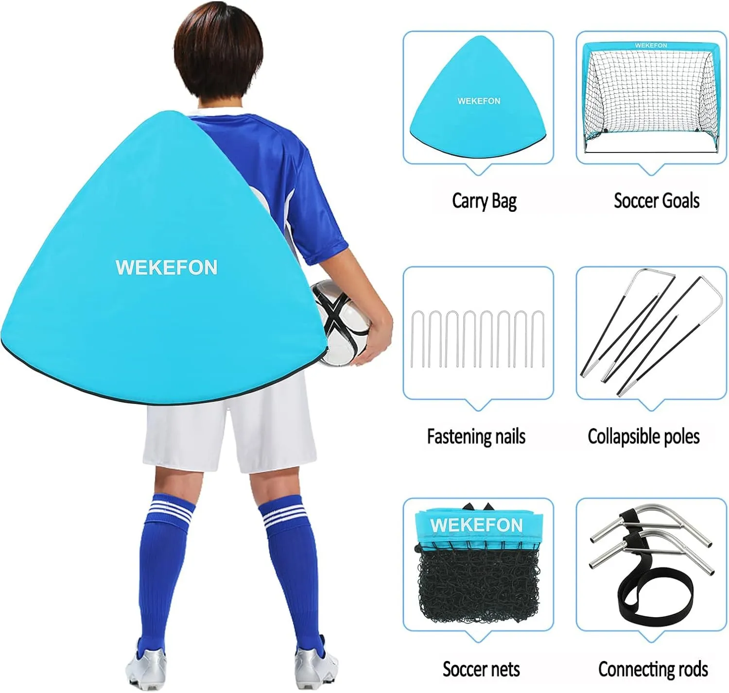 Soccer Goal Kids Soccer Net for Backyard Set of 2 - Size 2.9'x2.4' Portable Pop Up Practice Mini Soccer Goals with Carry Case - Lightweight and Foldable - Ideal Soccer Net for Kids Age 1-8