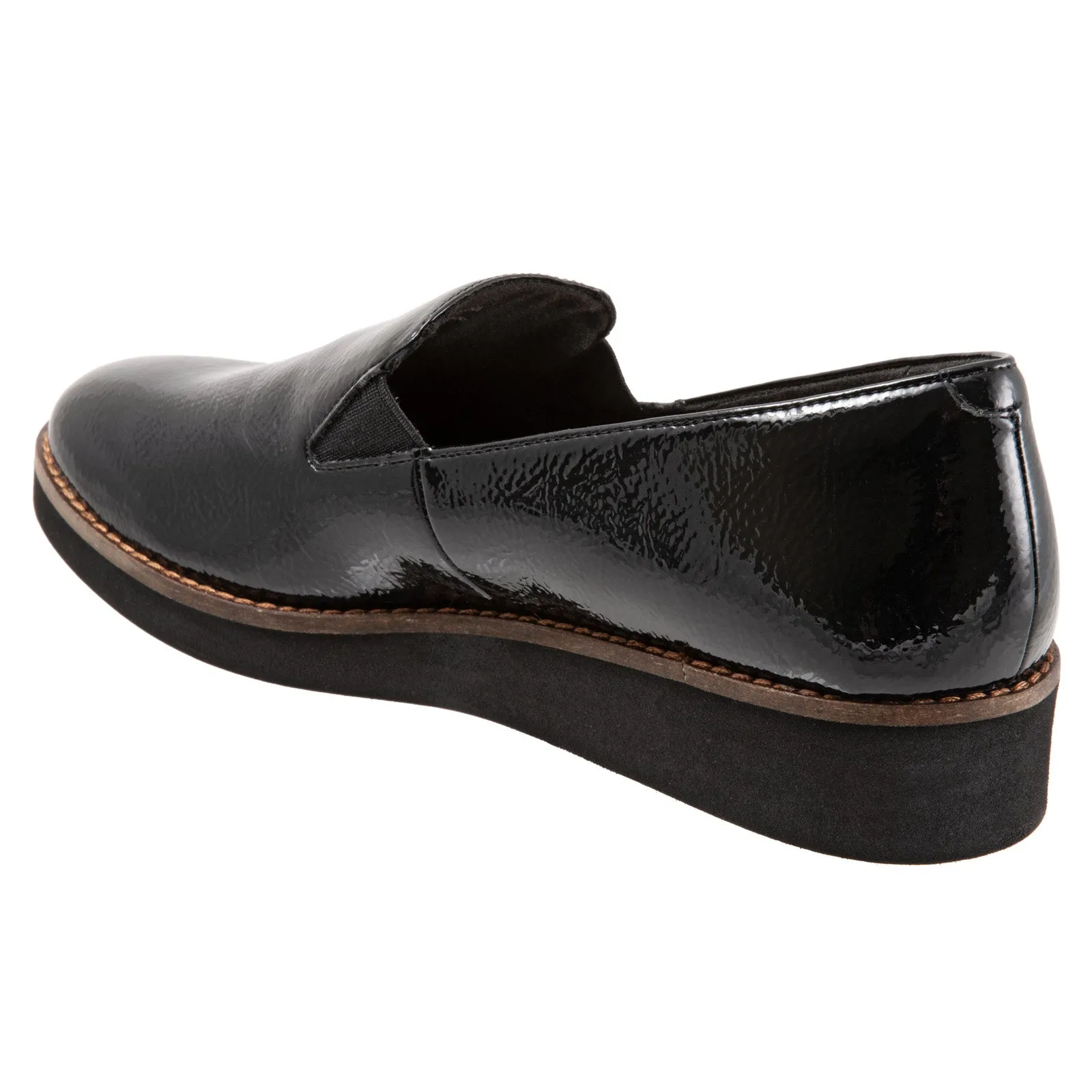 Softwalk Whistle S1810-005 Womens Black Wide Leather Loafer Flats Shoes