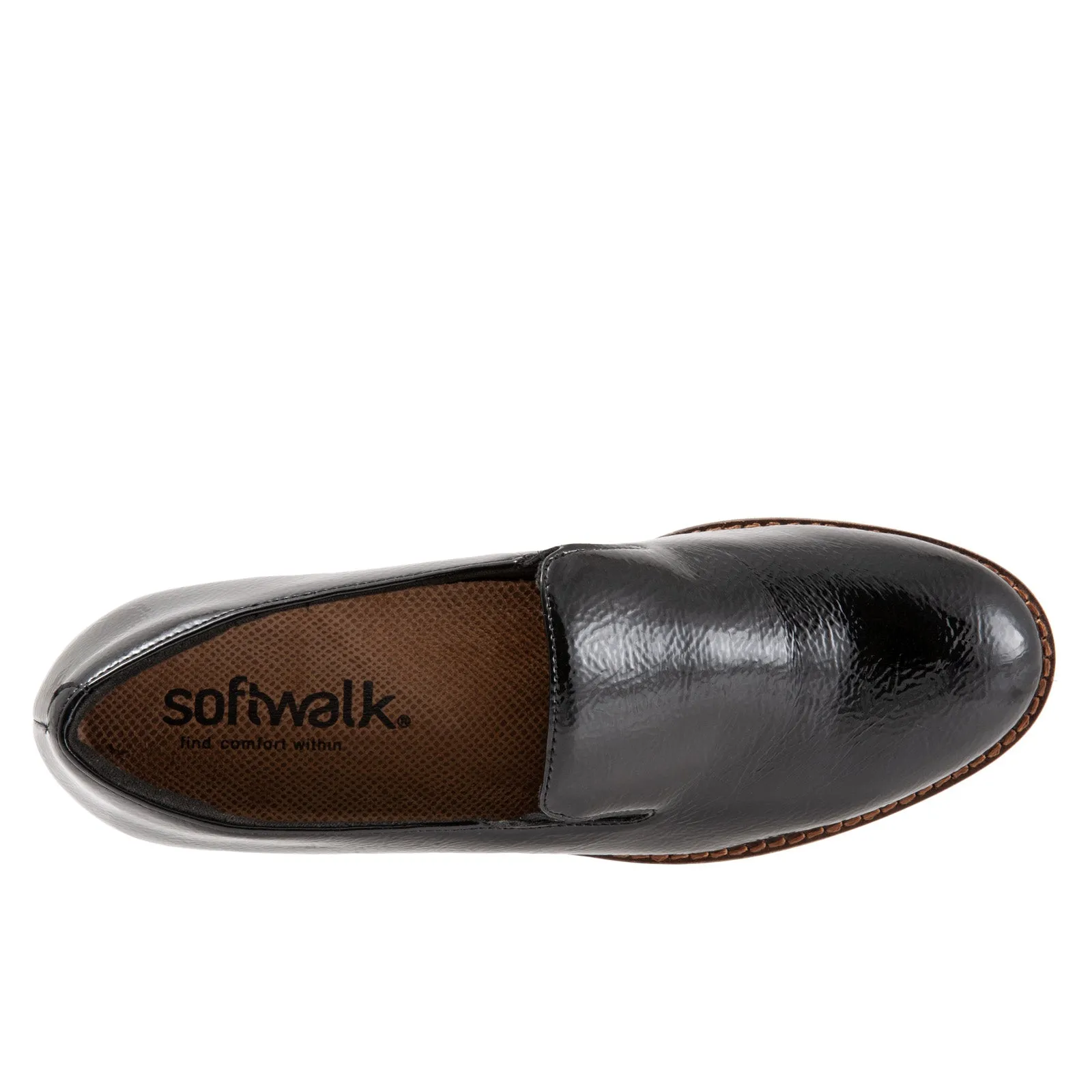 Softwalk Whistle S1810-005 Womens Black Wide Leather Loafer Flats Shoes